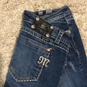 Miss Me 31 “Easy Capri” fleur-de-lis bling jeans
